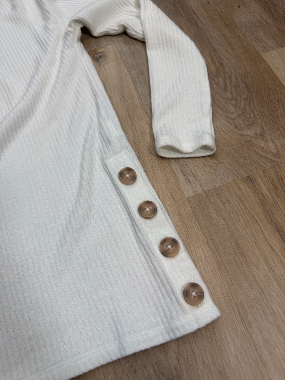 Z Supply Cream Knit Top with Button Detail - Picture 6 of 7